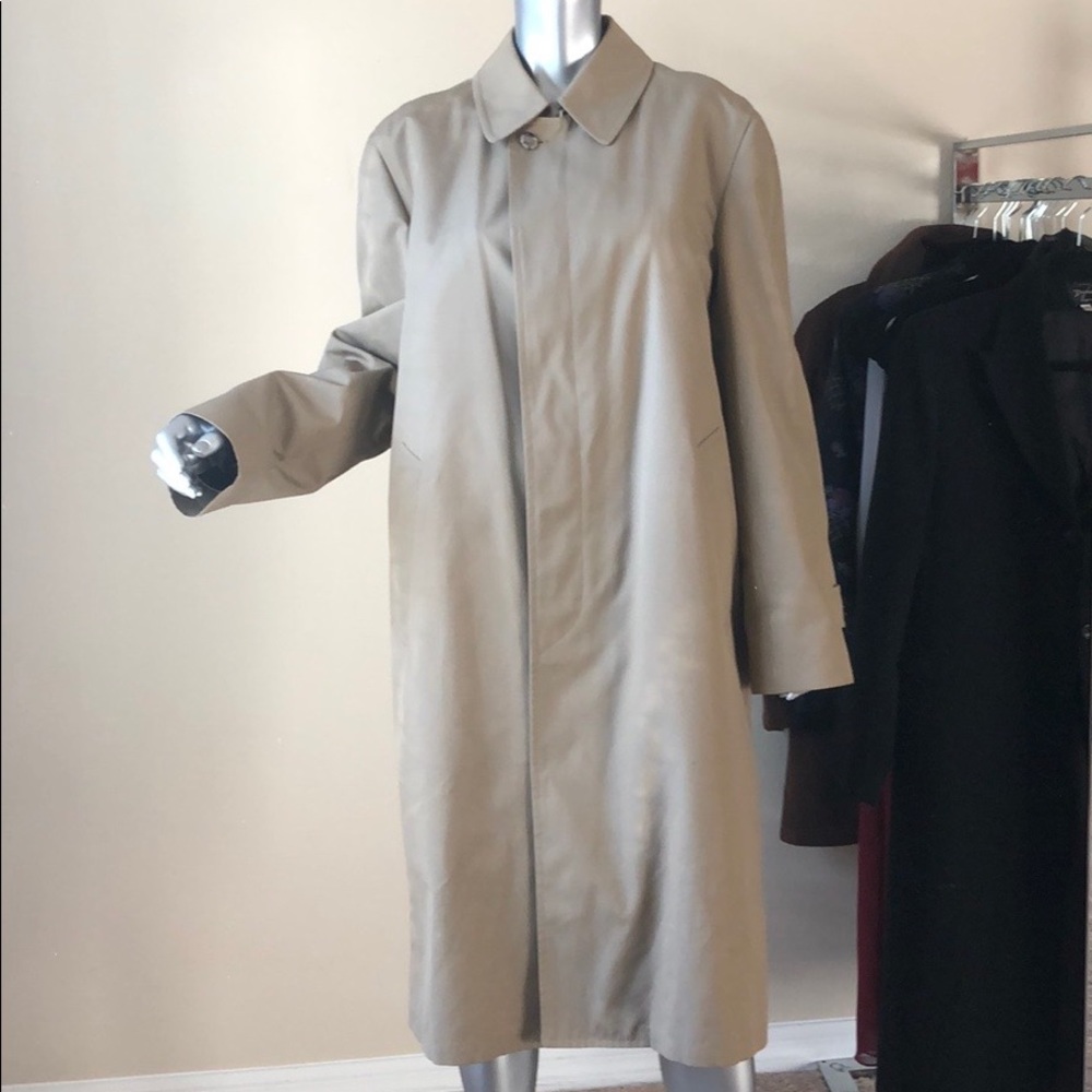 LONDON FOG Classic Fit VTG "Made in U.S.A." Khaki/Tan Removable Liner Trench - Picture 8 of 8